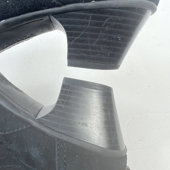 Earth Aurora Black Suede Lace Up Booties Size 8.5 D WIDE Peep Toe - Picture 14 of 14